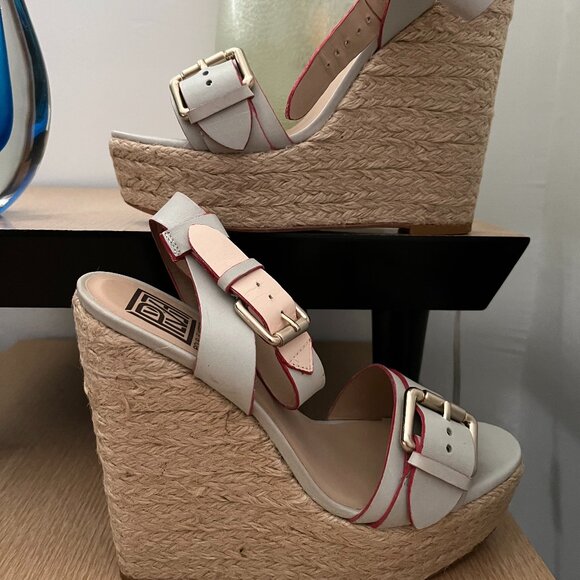 EUC Pour La Victoire Jaclyn Espadrille High Platform Wedge Leather (8) Brazilian - Picture 2 of 7